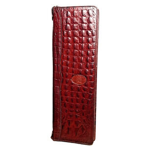 Vintage Italian Leather Tie Case Mens Travel Accessory Luxury Gift Crocodile EUC
